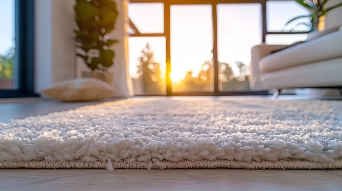 Wool area rug in a clean living room